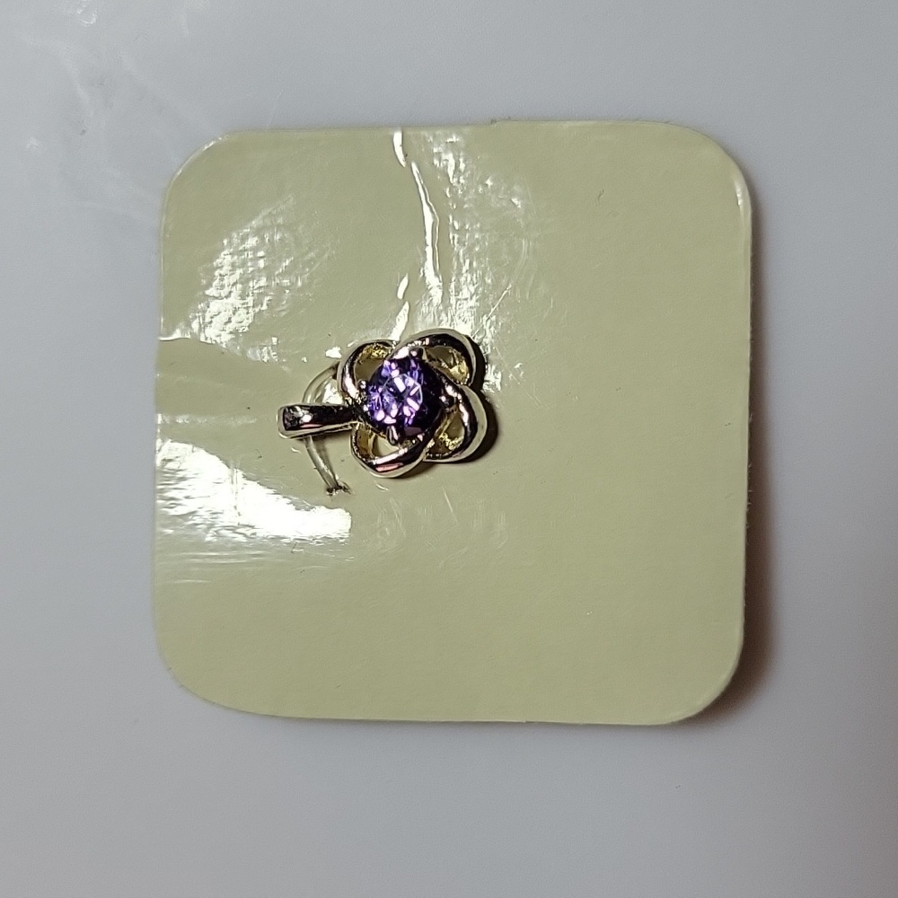 Sterling Silver With Purple Round Crystal Stone